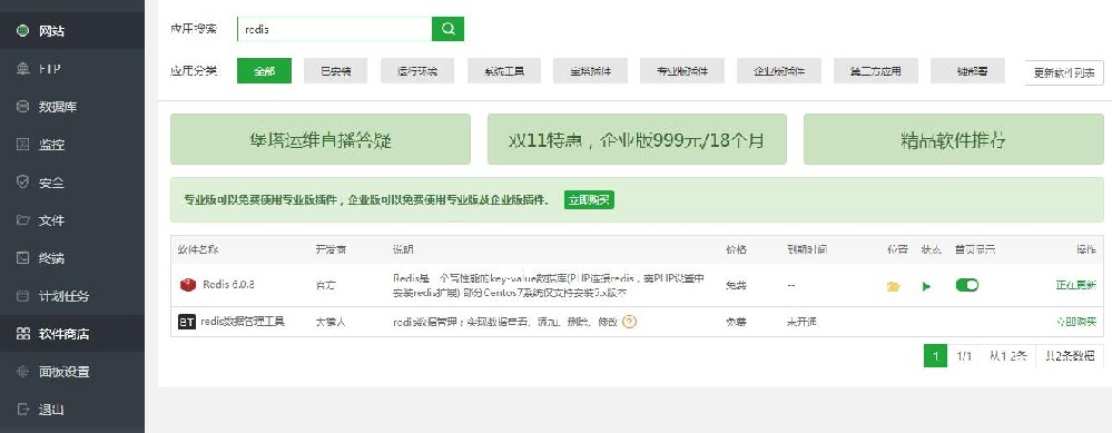 在服務(wù)器中如何開(kāi)啟寶塔Redis高速緩存功能